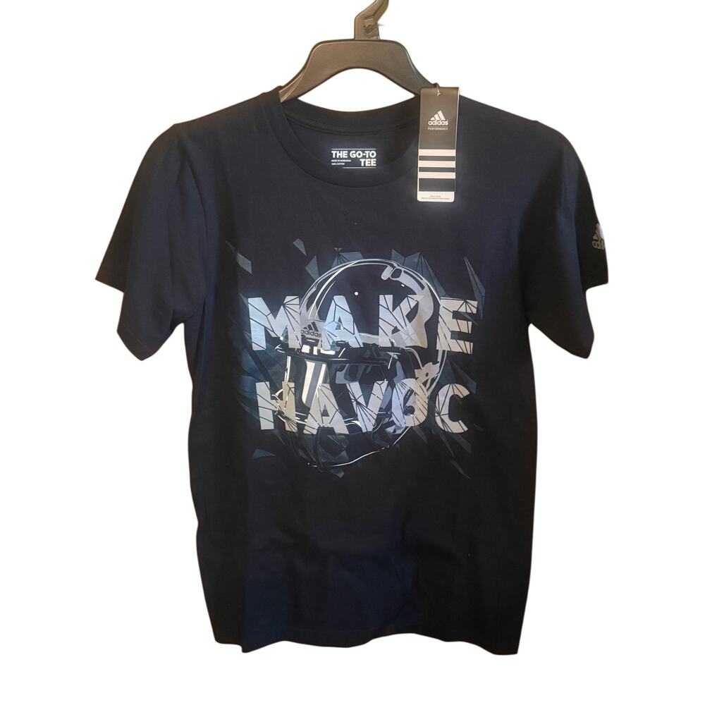 Adidas Mens Gridiron Make Havoc Black Football Graphic T-Shirt NWT Size S